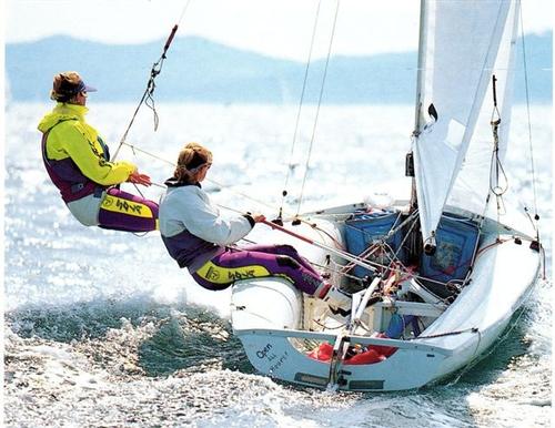 Debbie racing a 505 with Rondar MD Paul Young © Rondar Raceboats